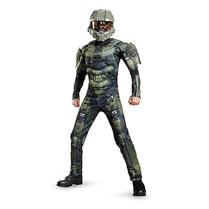 Disguise Master Chief Classic Muscle Costume, Large (10-12)
