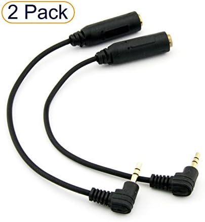 Xmanx®2pcs Headphone Converter Adapter Gold Plated 2.5mm Male Right Angle to 3.5mm Female Socket Jack Stereo Audio Cable.