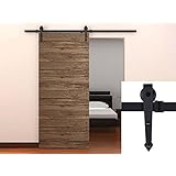 TMS TSQ08-Dark Modern American Style Barn Wood Sliding Door Hardware Closet Set, Black