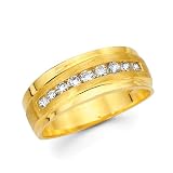 14K Yellow Gold Round Diamonds Women's Couple Wedding Ring Band (0.4 ctw., GH Color, SI Clarity)