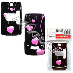 Pink Love Heart Drops Black Design Snap-On Cover Hard Case Cell Phone Protector for ZTE C79 C-79