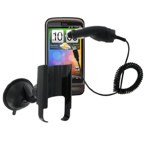 Kit DESSAT Navi-Pack mit Multi oberfl&auml;chen Saughalter und Kfz-Ladeger&auml;t f&uuml;r HTC Desire schwarz