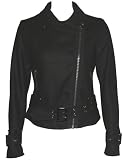 Diagonal Zipped Jacket with Belt