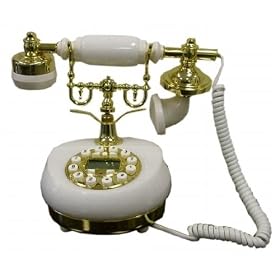 Click here to buy Ore International T0502WHT 9.5 in. Classic Telephone - White Marble.