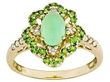 10KT .90CTW NATURAL GREEN OPAL GREEN SAPPHRIE AND TSAVORITE GARNET RING
