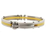 Stainless Steel and Yellow Rubber Bangle Bracelet by Bucasi