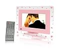 ATMT 7-Inch Miniview Advanced Digital Photo Frame with MP3/MP4 and Remote Control (Pink Hearts)