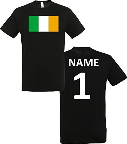 ShirtInStyle Männer-Shirt Irland Ireland Ländershirt mit Wunschnamen und Nummer, Farbe schwarz, Größe L