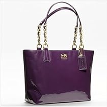 Hot Sale Coach Madison Patent Leather Zip Tote Bag 20484 Aubergine Purple