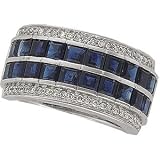 14K White Gold Sapphire & Diamond Bridal Band Ring