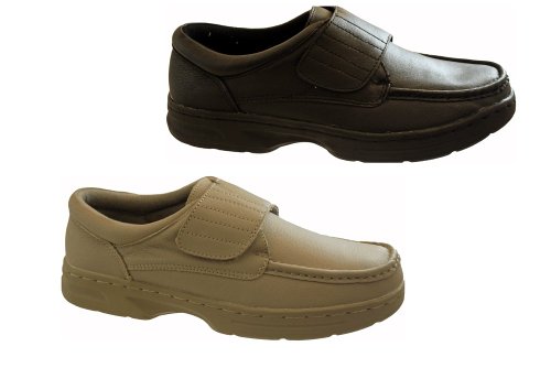 Mens Black Or Taupe Velcro Fastening Dr Keller Comfort Shoes UK Sizes 6-12