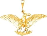 10K Yellow Gold Eagle Charm Diamond-Cut Jewelry New