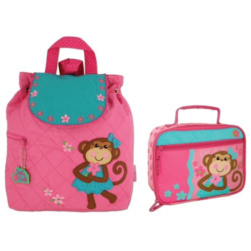 Stephen Joseph Quilted Girl Monkey Backpack and Lunch Box