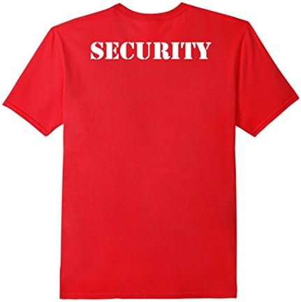 Official Security T-Shirt, Print on Back, Cotton Black Red - Male Large - Red