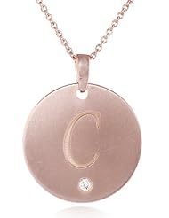 Brushed Sterling Silver and Diamond Accent Engraved Initial Pendant Necklace ( I-J Color, I2-13 Clarity ), 18"