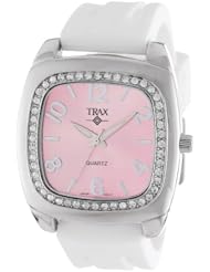 Trax Womens TR1740-PW Malibu Fun White Rubber Pink Dial Crystal Watch