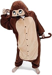 WOWcosplay Cosplay Halloween Romper Costume Party Pajamas Unisex Kigurumi Brown Monkey M