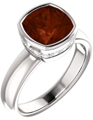 Platinum 8.00x8.00mm Antique Cushion Cut Mozambique Garnet and Diamond Ring -- LIFETIME WARRANTY