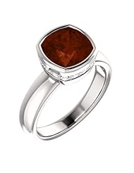 10K White Gold 8.00x8.00mm Antique Cushion Cut Mozambique Garnet and Diamond Ring -- LIFETIME WARRANTY