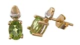 Image of 9ct Yellow and White Gold Ladies Peridot Birth Stone Earrings