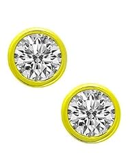 0.52 ct Ladys Bezel Set Round Cut Diamond Stud Earrings In 18 Karat Yellow Gold Screw Back