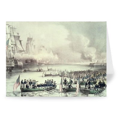 Landing of the American Force at Vera Cruz,.. – Greeting Card (Pack of 2) – 7×5 inch – Art247 – Standard Size – Pack Of 2