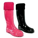 New Womens Festival Knit Wellies Wellington Boots Sz 3-8