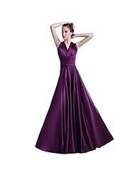 A-line V-neck Satin Halter Fall Bridesmaid Dress 