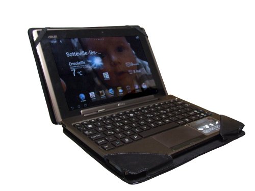  Navitech Black Executive Premium Leather Flip Carry Case Fits With & Without Docking Keyboard With Adjustable Stand For The Asus EeePad Transformer TF101 Fits 10.1 inch Tablet PC Android 3.0
