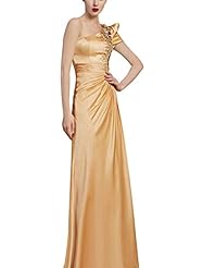 A-line Natural   Waistline Polyester/Rayon/Satin/Silk Sequined One Shoulder Sleeveless Cocktail Floor Length Evening Dress/Homecoming Dress/Prom Dress/Wedding Party Dress 