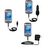 Deluxe Kit for the HTC Hermes includes a USB cable with Car and Wall Charger - Gomadic Brand w/ TipExchange Technology