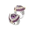 925 Silver, Amethyst & Ruby Triangle Ring with 18k Gold Accents- Sizes 6-8