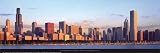 Chicago And Marina On Lake Michigan - Artist: Pearson - Art Print Poster Size: 37.25 by 13.00 inches