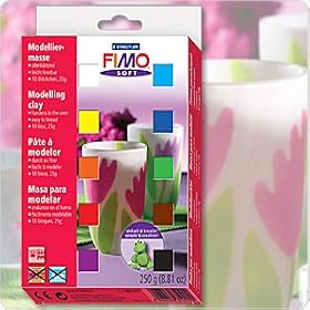 Fimo Polymer Clay Set : Soft Material Pack 10 x half blocks at 25g, oven-hard...