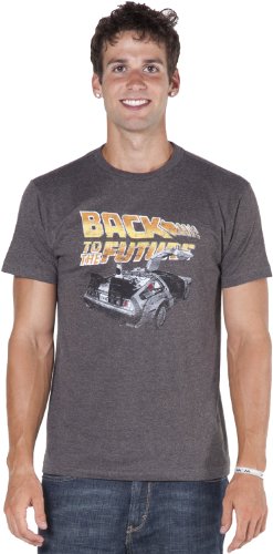Back To The Future Delorean Car Mens Grey T-Shirt XXL