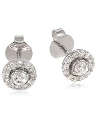 14k White Gold Round Diamond (1/2 ctw, I-J Color, I1-I2 Clarity) Halo Earrings