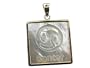 White Mother Of Pearl Square Zodiac Cancer Pendant, 14k Gold