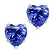 3.00 Ct .925 Sterling Silver Tanzanite Blue CZ Heart Shape Stud Earrings 6mm