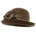Rolled up Brim Wool Felt Hat-Taupe
