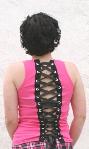 Folter Corset Beater Fuchsia Pink Black Laced Corset Beater Top