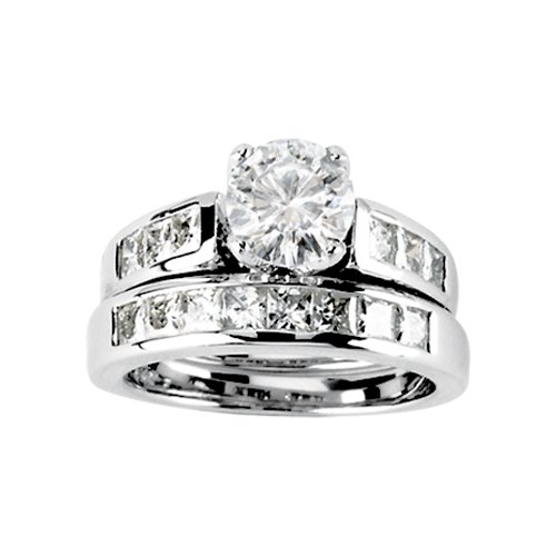 14K White Gold 2 3/8 ct. Created Moissanite Engagement Set