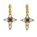 Crystal Cross Leverback Earrings