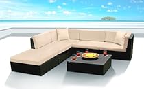 Hot Sale Outdoor Patio Furniture Genuine Mango Home Wicker 6-Piece All Weather Gorgeous Couch Modular Lounge Sofa Sectional Deep Seating PE Resin Set