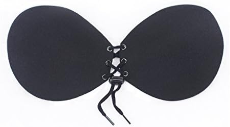 Melldci Women's Backless Strapless Adhesive Invisible Silicone Bras Black D