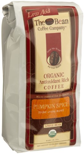 The Bean Coffee Company Pumpkin Spice, Organic Whole Bean, 12-Ounce Bags (Pack of 2)