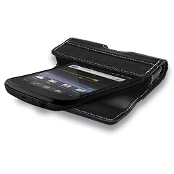 QuickFlipCase for Google's NEW Nexus S, Samsung Galaxy S, and Droid 2 Phone, Grantwood Technology's Premium Leather Horizontal Flip Case (Black)