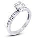 1.39 Carat Very Good Cut Round J-VVS1 GIA Certified Diamond 14k Gold Accents Engagement Ring 3.54gr