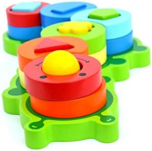 Bloomby Build a Caterpillar Stack and Shape Sorter Wooden Educational Toys (Learning, Developmental Toy for Baby, Toddlers, Preschoolers)