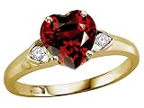 1.84 cts Genuine Heart Shape Garnet and Diamond Ring - 14kt White or Yellow Gold