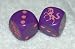 Rare Vintage Purple With Pink Unicorns French Bakelite Dice Pair